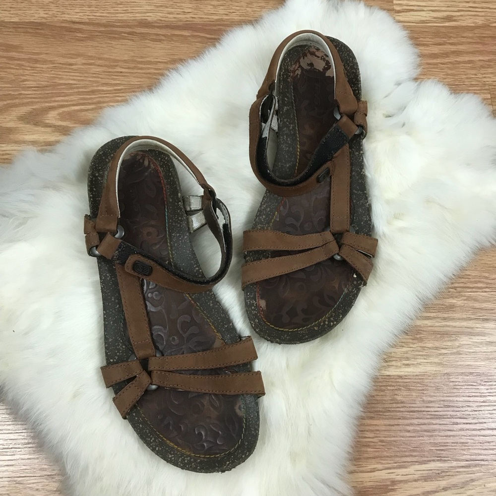 Teva | Brown Leather Velcro Strap Sporty Sandals